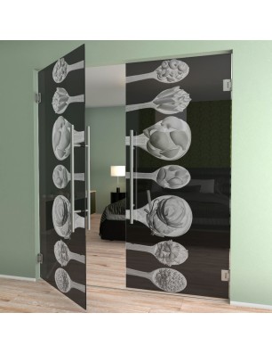 Pendeltür Pasta Gelasert Auf Grauglas