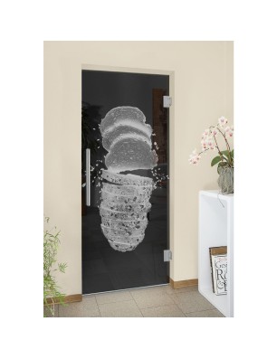 Pendeltür Brotzeit Gelasert Auf Grauglas