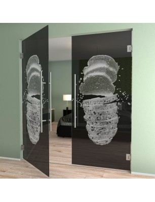 Pendeltür Brotzeit Gelasert Auf Grauglas