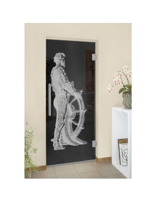 Pendeltür Kapitän II Gelasert Auf Grauglas