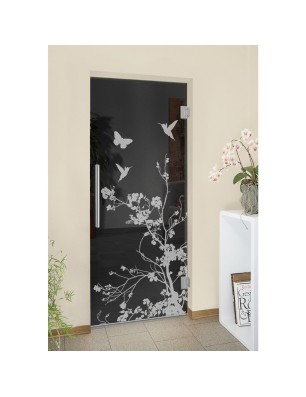 Pendeltür Birds Gelasert Auf Grauglas