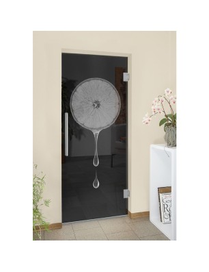 Pendeltür Orange Gelasert Auf Grauglas