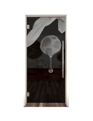 Pendeltür Olive Gelasert Auf Grauglas