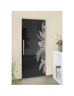 Pendeltür Tropical I Gelasert Auf Grauglas