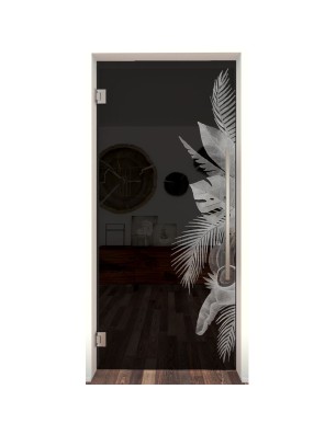 Pendeltür Tropical I Gelasert Auf Grauglas