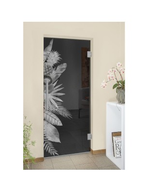 Pendeltür Tropical II Gelasert Auf Grauglas