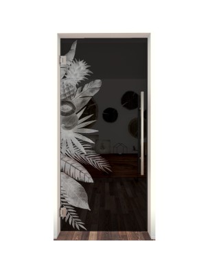 Pendeltür Tropical II Gelasert Auf Grauglas