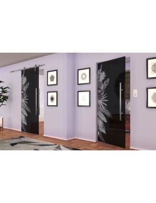 Pendeltür Tropical II Gelasert Auf Grauglas