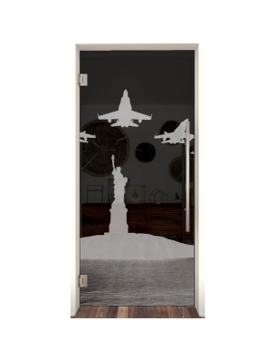 Pendeltür F16 Gelasert Auf Grauglas