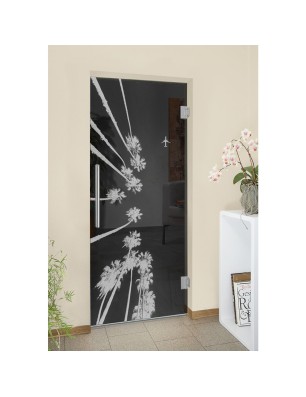 Pendeltür California Gelasert Auf Grauglas