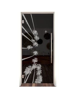 Pendeltür California Gelasert Auf Grauglas