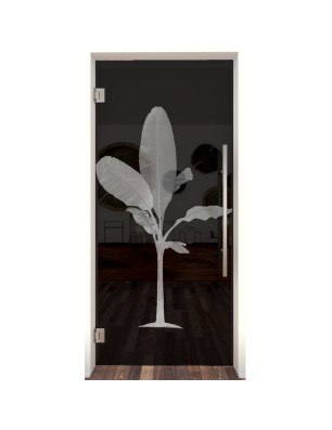 Pendeltür Banana Gelasert Auf Grauglas