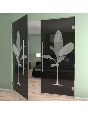 Pendeltür Banana Gelasert Auf Grauglas