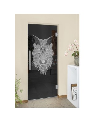 Pendeltür Wolf 6 Gelasert Auf Grauglas