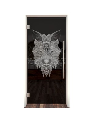 Pendeltür Wolf 6 Gelasert Auf Grauglas