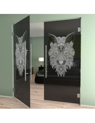 Pendeltür Wolf 6 Gelasert Auf Grauglas