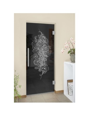 Pendeltür Florale Kunst Gelasert Auf Grauglas