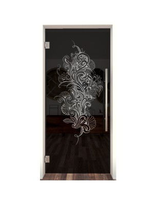 Pendeltür Florale Kunst Gelasert Auf Grauglas