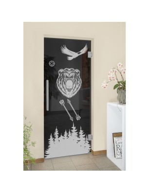 Pendeltür Wild Life Gelasert Auf Grauglas