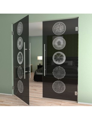 Pendeltür Fruits Gelasert Auf Grauglas