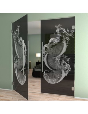 Pendeltür Fruits 5 Gelasert Auf Grauglas