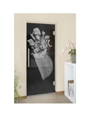 Pendeltür foodtruck Gelasert Auf Grauglas