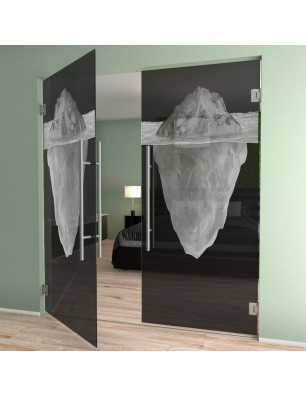 Pendeltür Eisberg Gelasert Auf Grauglas