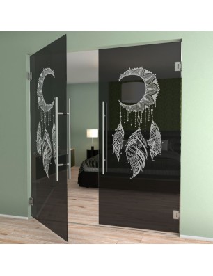 Pendeltür Dreamcatcher Gelasert Auf Grauglas