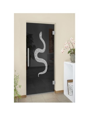 Pendeltür Snake Gelasert Auf Grauglas