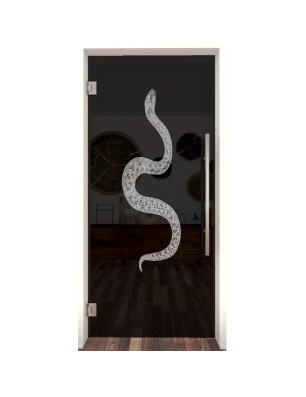 Pendeltür Snake Gelasert Auf Grauglas
