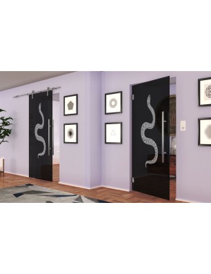 Pendeltür Snake Gelasert Auf Grauglas