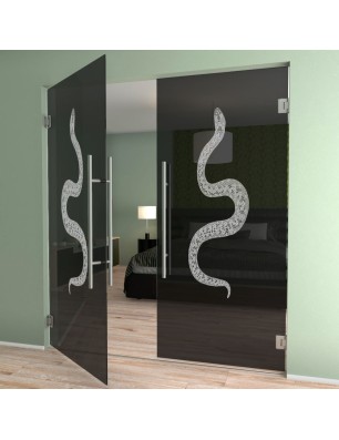 Pendeltür Snake Gelasert Auf Grauglas