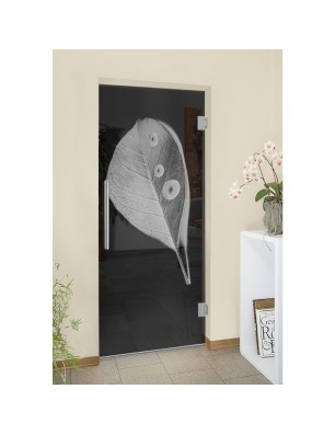 Pendeltür Blatt Gelasert Auf Grauglas