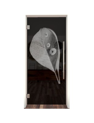 Pendeltür Blatt Gelasert Auf Grauglas