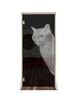 Pendeltür Cats Gelasert Auf Grauglas