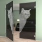Pendeltür Cats Gelasert Auf Grauglas Pendeltür Cats Gelasert Auf Grauglas