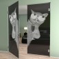 Pendeltür Drinking Cat Gelasert Auf Grauglas Pendeltür Drinking Cat Gelasert Auf Grauglas