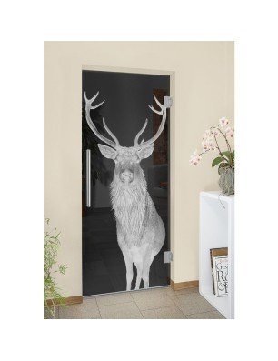 Pendeltür Widder Gelasert Auf Grauglas