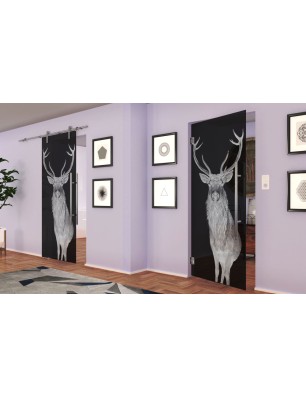 Pendeltür Widder Gelasert Auf Grauglas