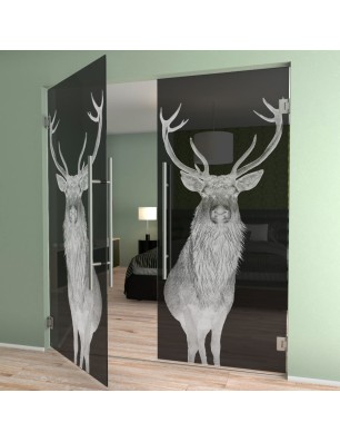 Pendeltür Widder Gelasert Auf Grauglas