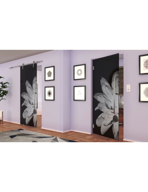 Pendeltür Blume 2 Gelasert Auf Grauglas