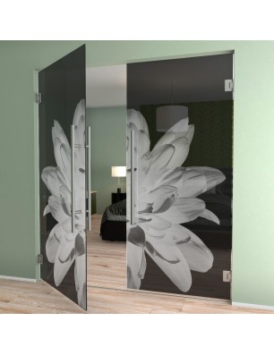 Pendeltür Blume 2 Gelasert Auf Grauglas