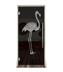 Pendeltür Flamingo Gelasert Auf Grauglas