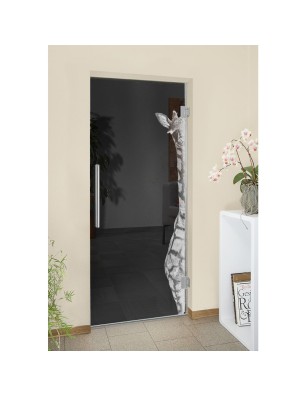 Pendeltür Giraffe Gelasert Auf Grauglas