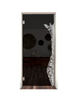 Pendeltür Giraffe Gelasert Auf Grauglas