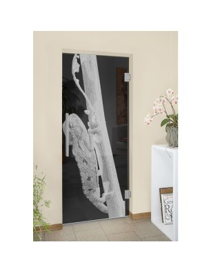 Pendeltür Camelion Gelasert Auf Grauglas