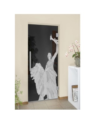 Pendeltür Rom Gelasert Auf Grauglas