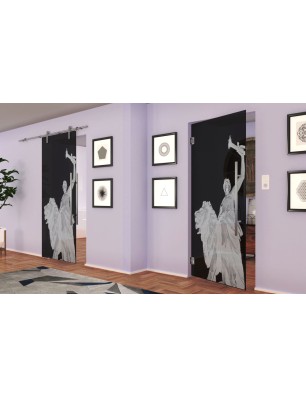 Pendeltür Rom Gelasert Auf Grauglas