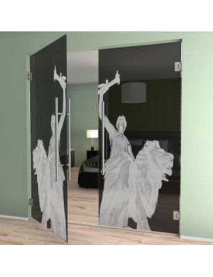 Pendeltür Rom Gelasert Auf Grauglas