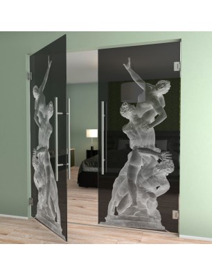 Pendeltür Michelangelo Gelasert Auf Grauglas